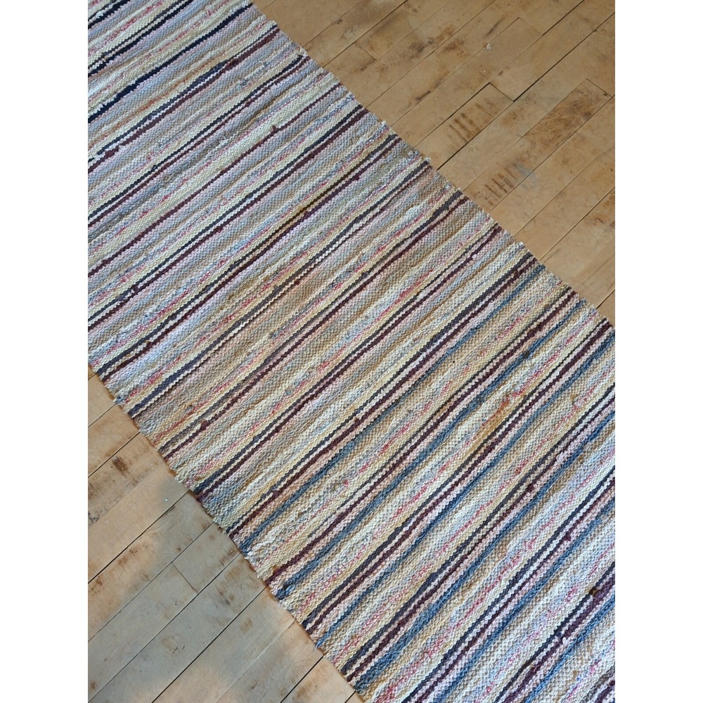 Antique Imported Swedish HandMade Rag Rug Runner (25 x 147 inches ) - Picture 8 of 9